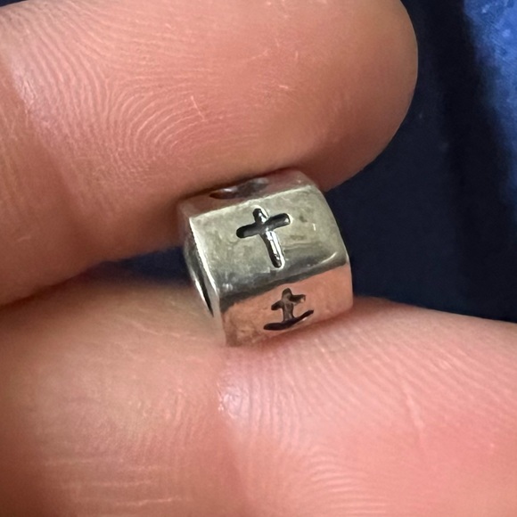 Retired Pandora Faith Hope Love Heart Anchor Cross Bead Charm Sterling Silver - Picture 2 of 5